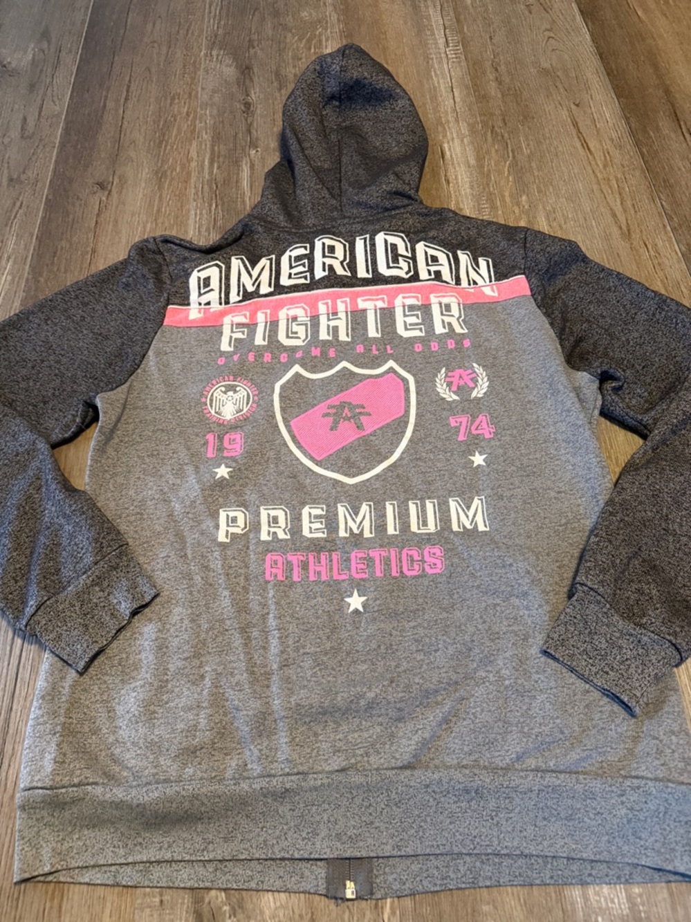 American Fighter Women’s  Grey & Pink Full-Zip Hooded Jacket - Picture 6 of 6